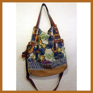 Fossil Canvas & Suede Floral Canvas Shoulder Bag